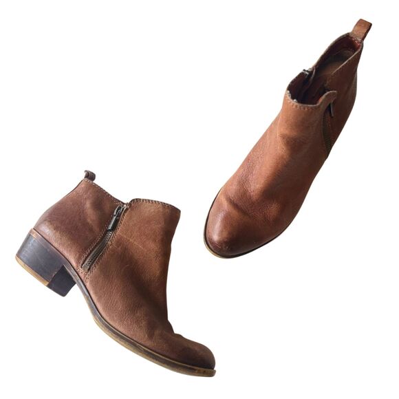 Lucky Brand Shoes - Lucky Brand Brown Leather Ankle Boots | Side Zip Booties